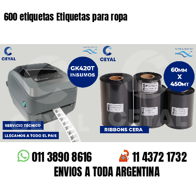 600 etiquetas Etiquetas para ropa