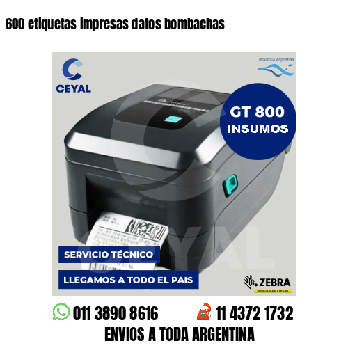 600 etiquetas impresas datos bombachas