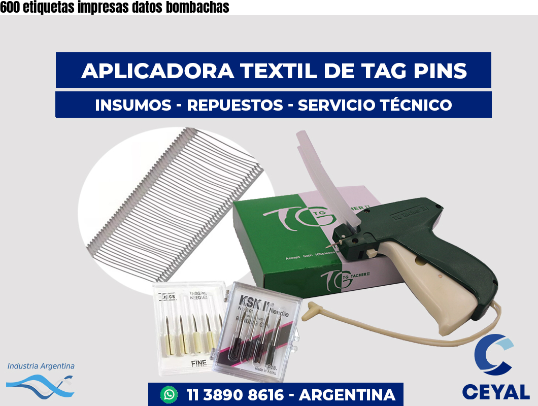 600 etiquetas impresas datos bombachas