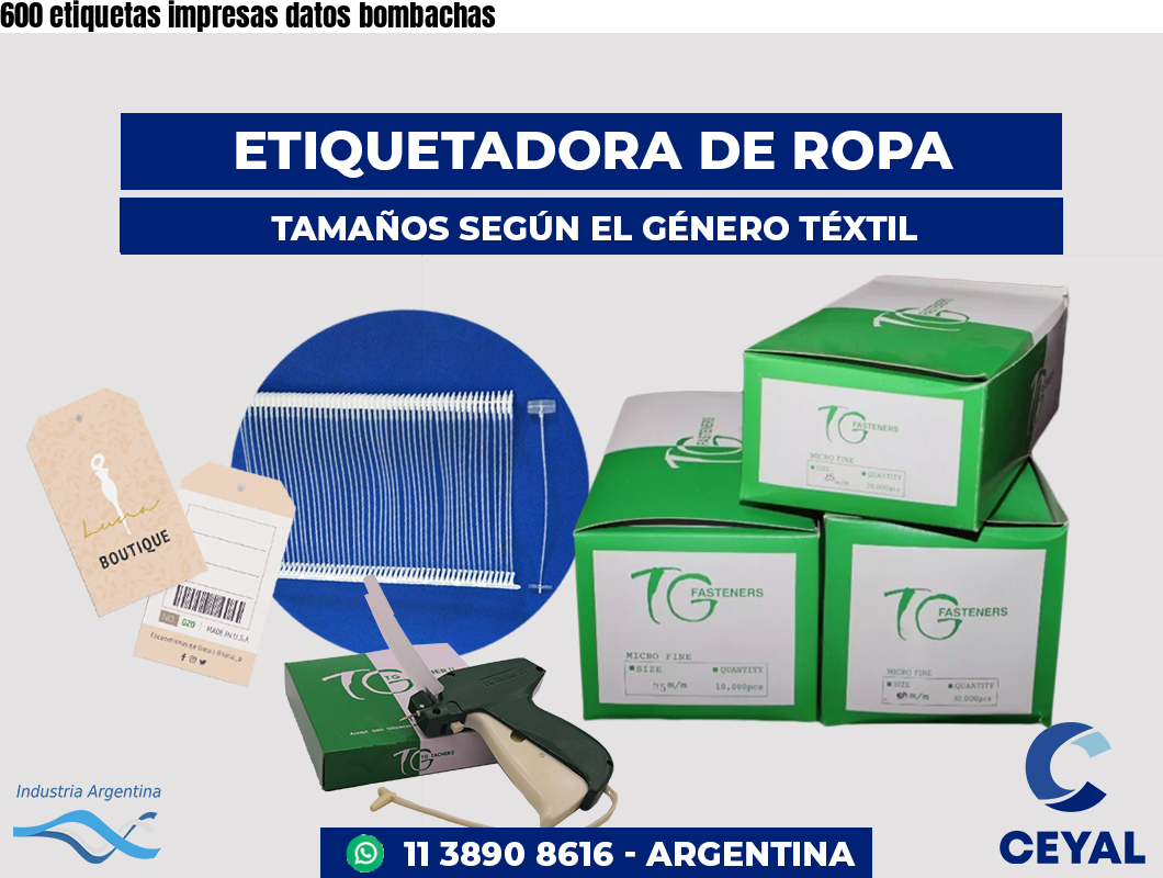 600 etiquetas impresas datos bombachas