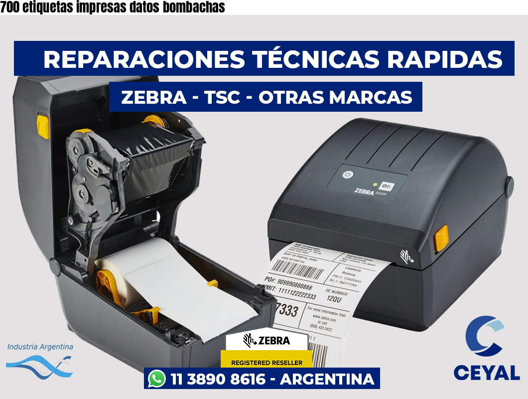 700 etiquetas impresas datos bombachas