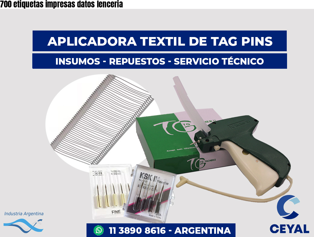 700 etiquetas impresas datos lenceria