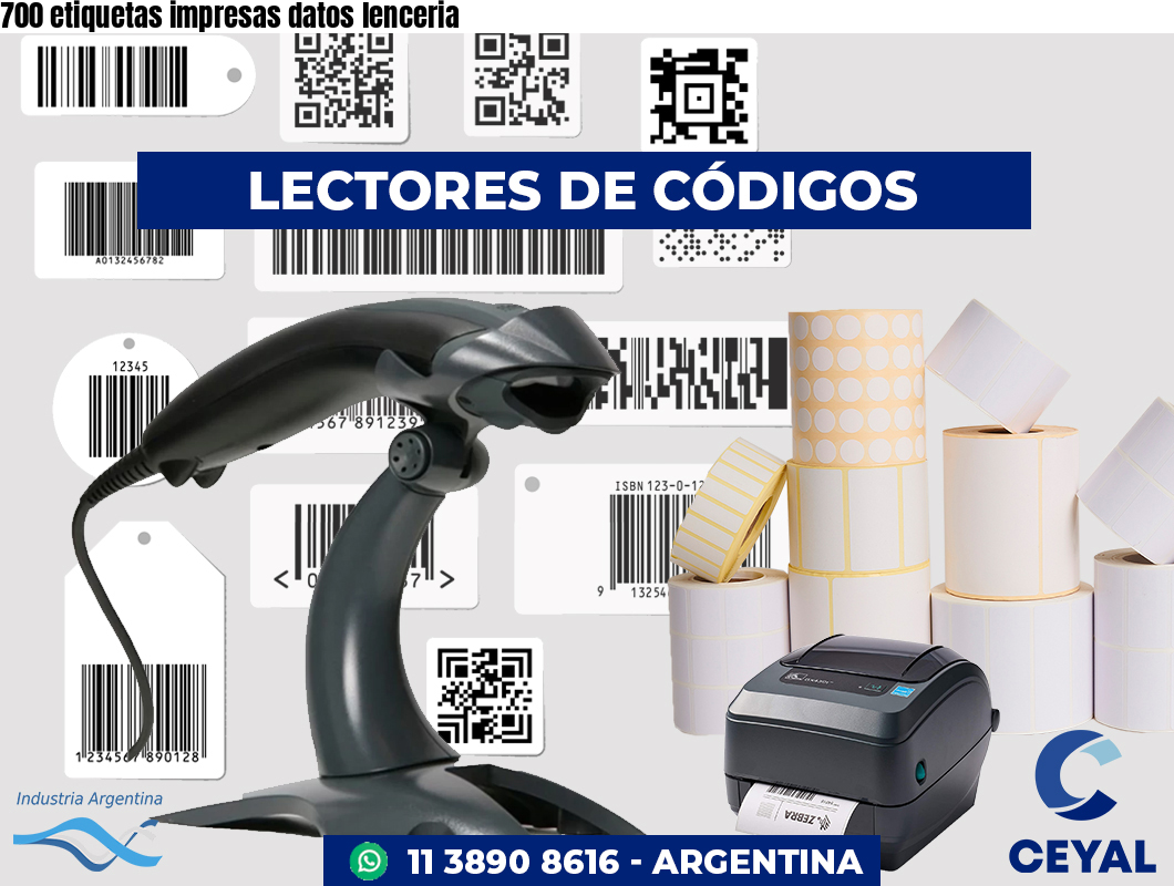 700 etiquetas impresas datos lenceria