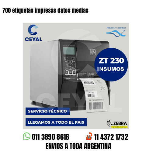 700 etiquetas impresas datos medias