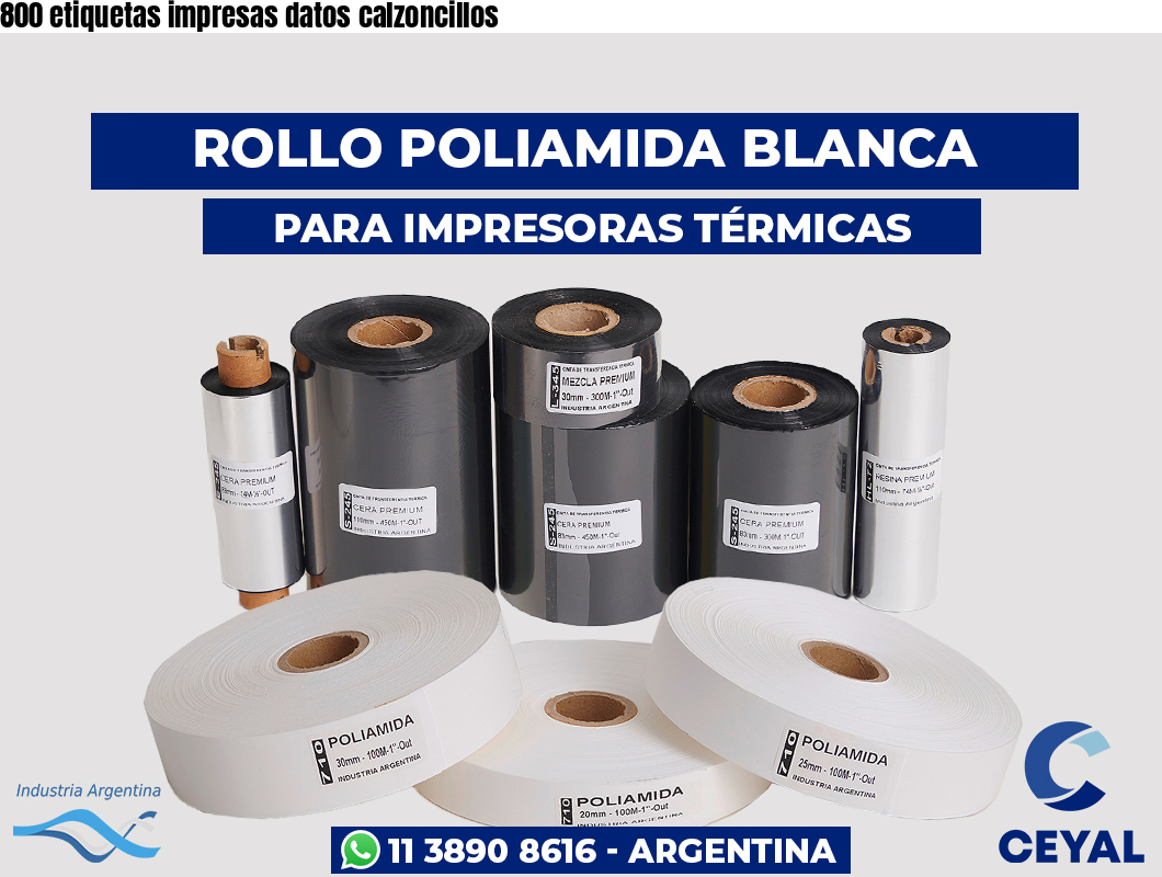 800 etiquetas impresas datos calzoncillos