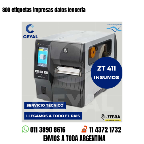 800 etiquetas impresas datos lenceria