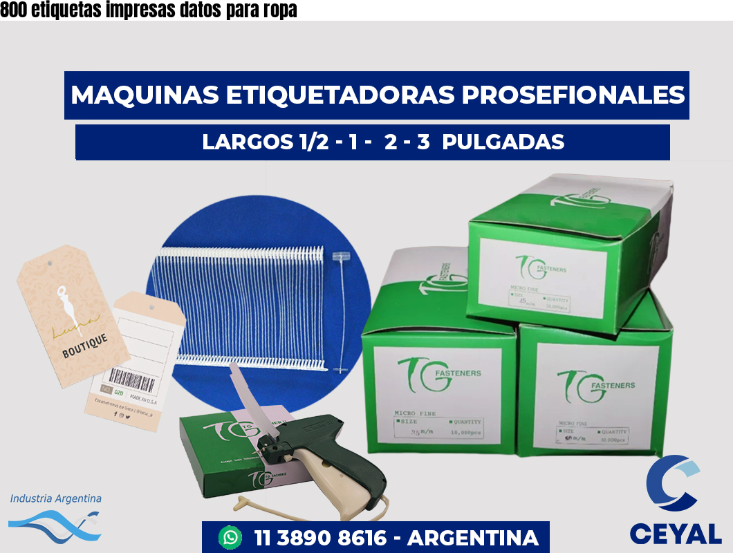 800 etiquetas impresas datos para ropa