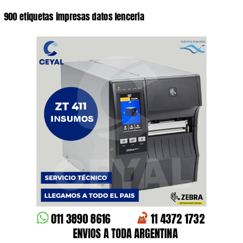 900 etiquetas impresas datos lenceria
