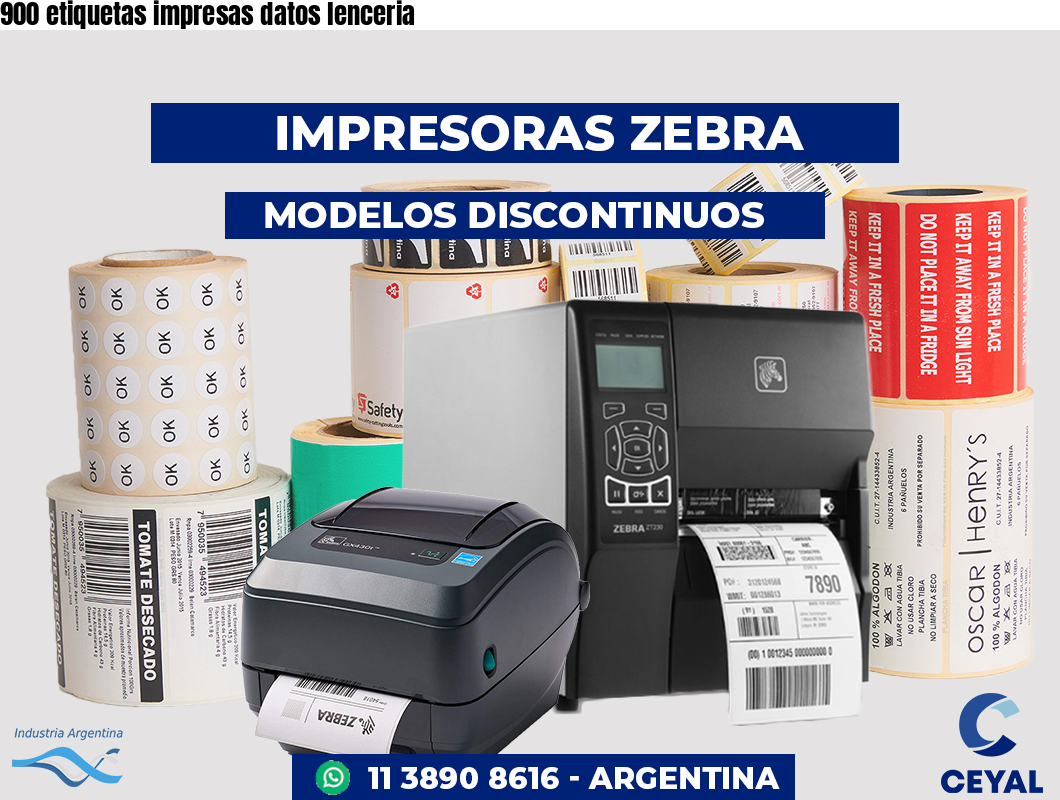 900 etiquetas impresas datos lenceria