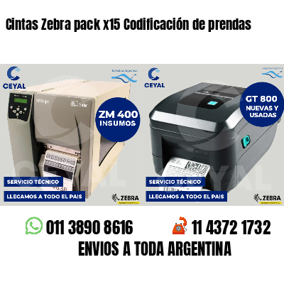 Cintas Zebra pack x15 Codificación de prendas