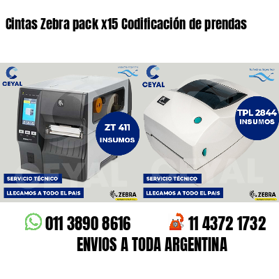 Cintas Zebra pack x15 Codificación de prendas