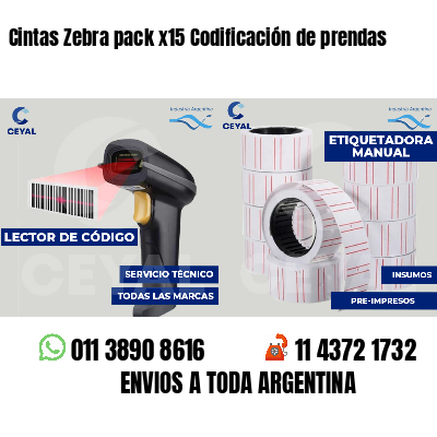 Cintas Zebra pack x15 Codificación de prendas