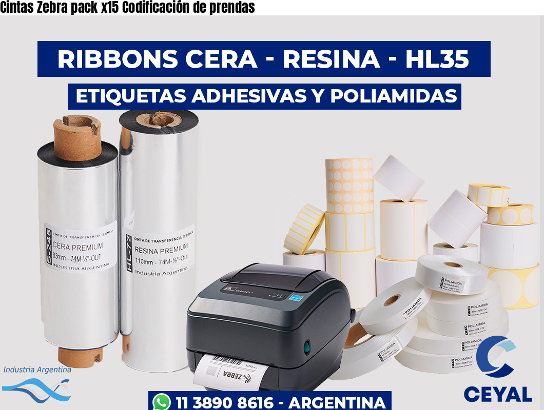 Cintas Zebra pack x15 Codificación de prendas