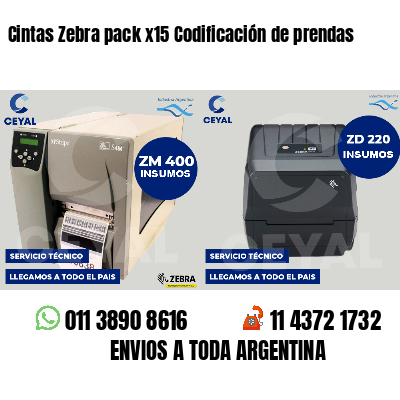 Cintas Zebra pack x15 Codificación de prendas