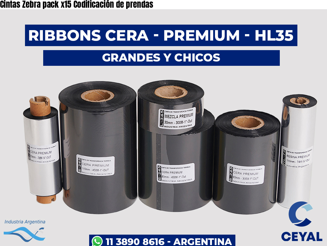 Cintas Zebra pack x15 Codificación de prendas
