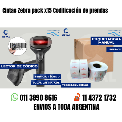 Cintas Zebra pack x15 Codificación de prendas