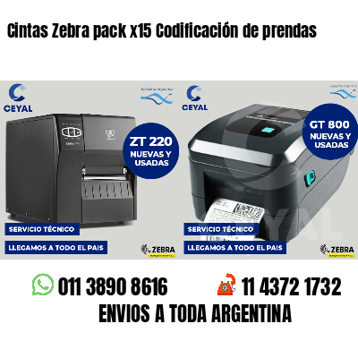 Cintas Zebra pack x15 Codificación de prendas
