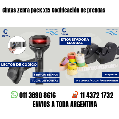 Cintas Zebra pack x15 Codificación de prendas