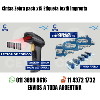 Cintas Zebra pack x15 Etiqueta textil imprenta