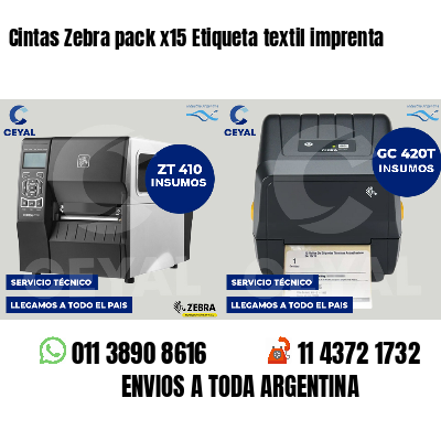 Cintas Zebra pack x15 Etiqueta textil imprenta