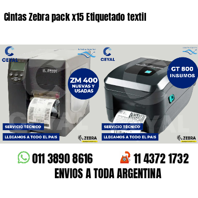 Cintas Zebra pack x15 Etiquetado textil