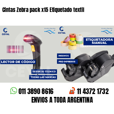 Cintas Zebra pack x15 Etiquetado textil