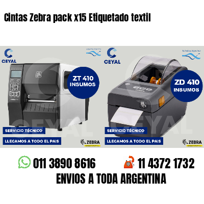 Cintas Zebra pack x15 Etiquetado textil