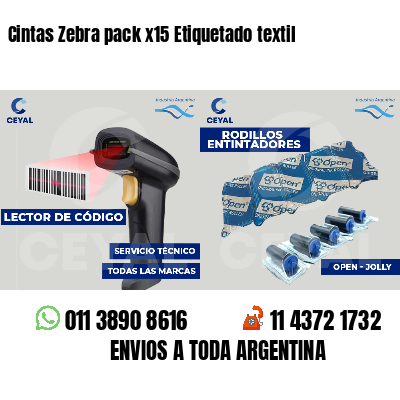 Cintas Zebra pack x15 Etiquetado textil