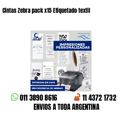 Cintas Zebra pack x15 Etiquetado textil