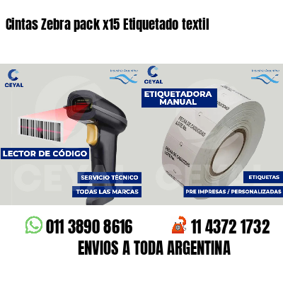 Cintas Zebra pack x15 Etiquetado textil