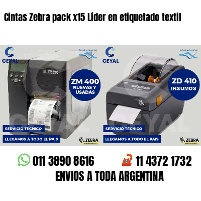 Cintas Zebra pack x15 Líder en etiquetado textil
