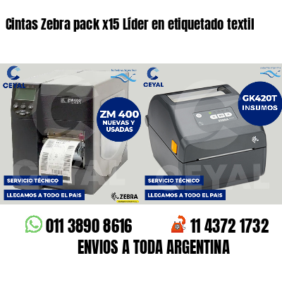 Cintas Zebra pack x15 Líder en etiquetado textil