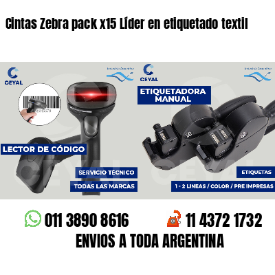 Cintas Zebra pack x15 Líder en etiquetado textil