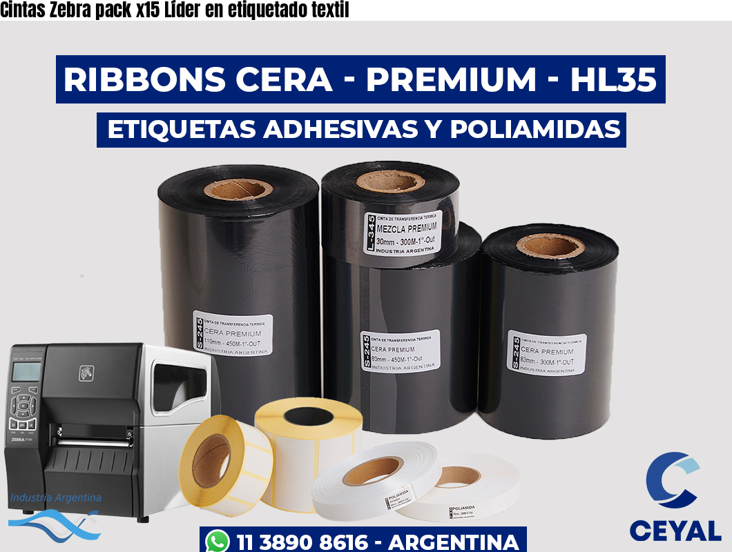 Cintas Zebra pack x15 Líder en etiquetado textil