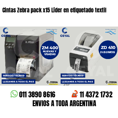 Cintas Zebra pack x15 Líder en etiquetado textil