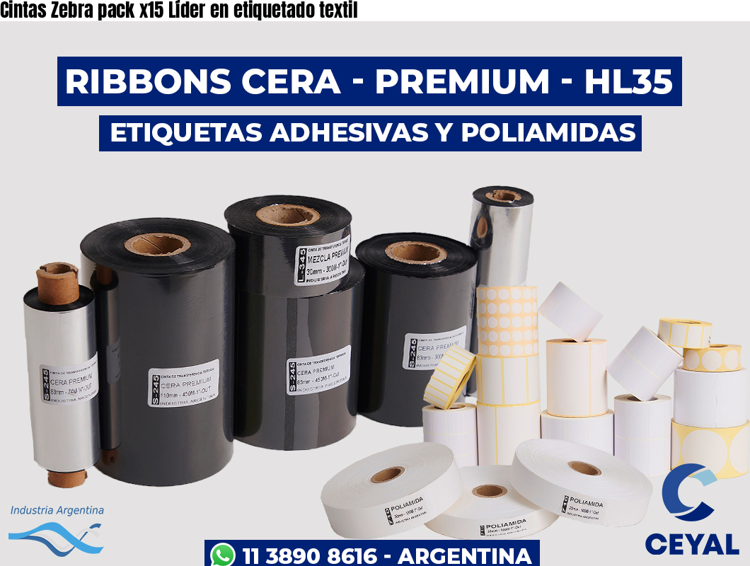 Cintas Zebra pack x15 Líder en etiquetado textil