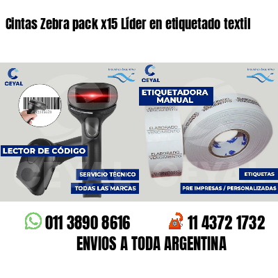 Cintas Zebra pack x15 Líder en etiquetado textil