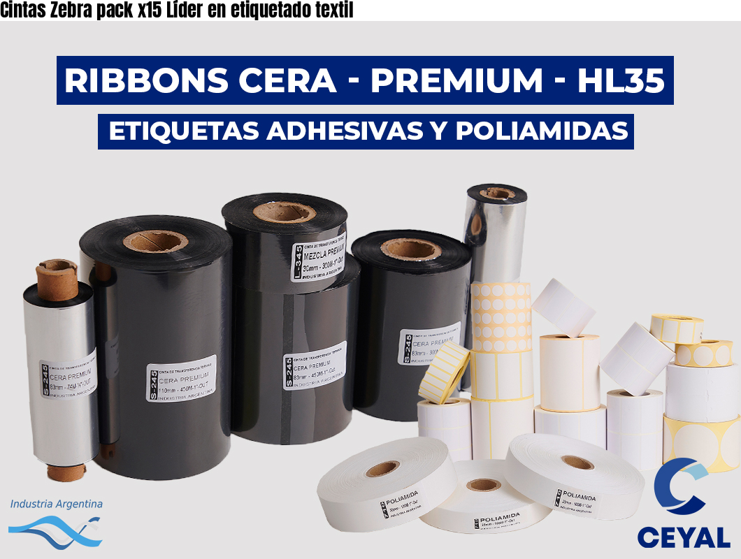 Cintas Zebra pack x15 Líder en etiquetado textil