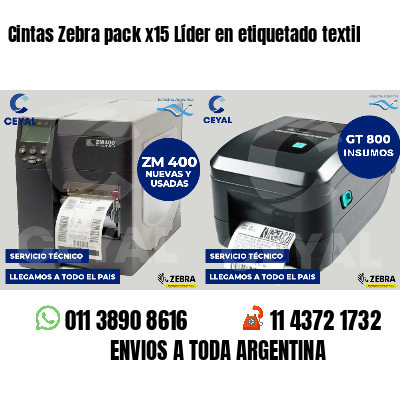 Cintas Zebra pack x15 Líder en etiquetado textil