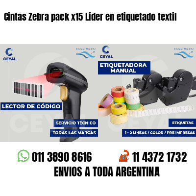 Cintas Zebra pack x15 Líder en etiquetado textil