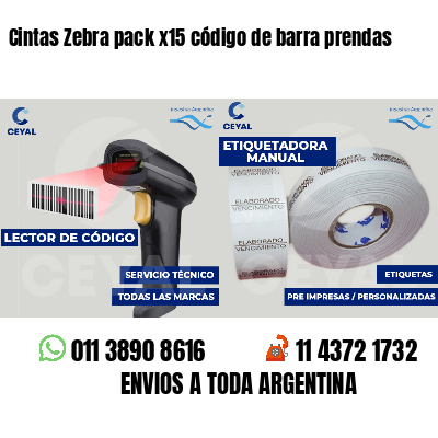 Cintas Zebra pack x15 código de barra prendas