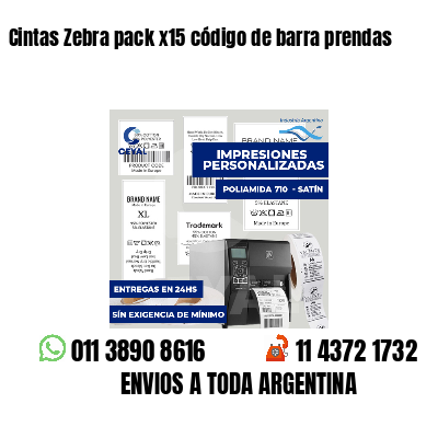Cintas Zebra pack x15 código de barra prendas