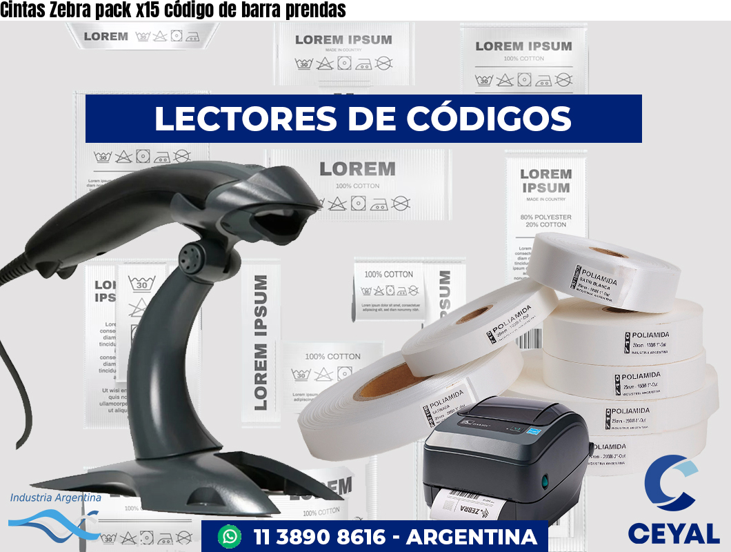Cintas Zebra pack x15 código de barra prendas