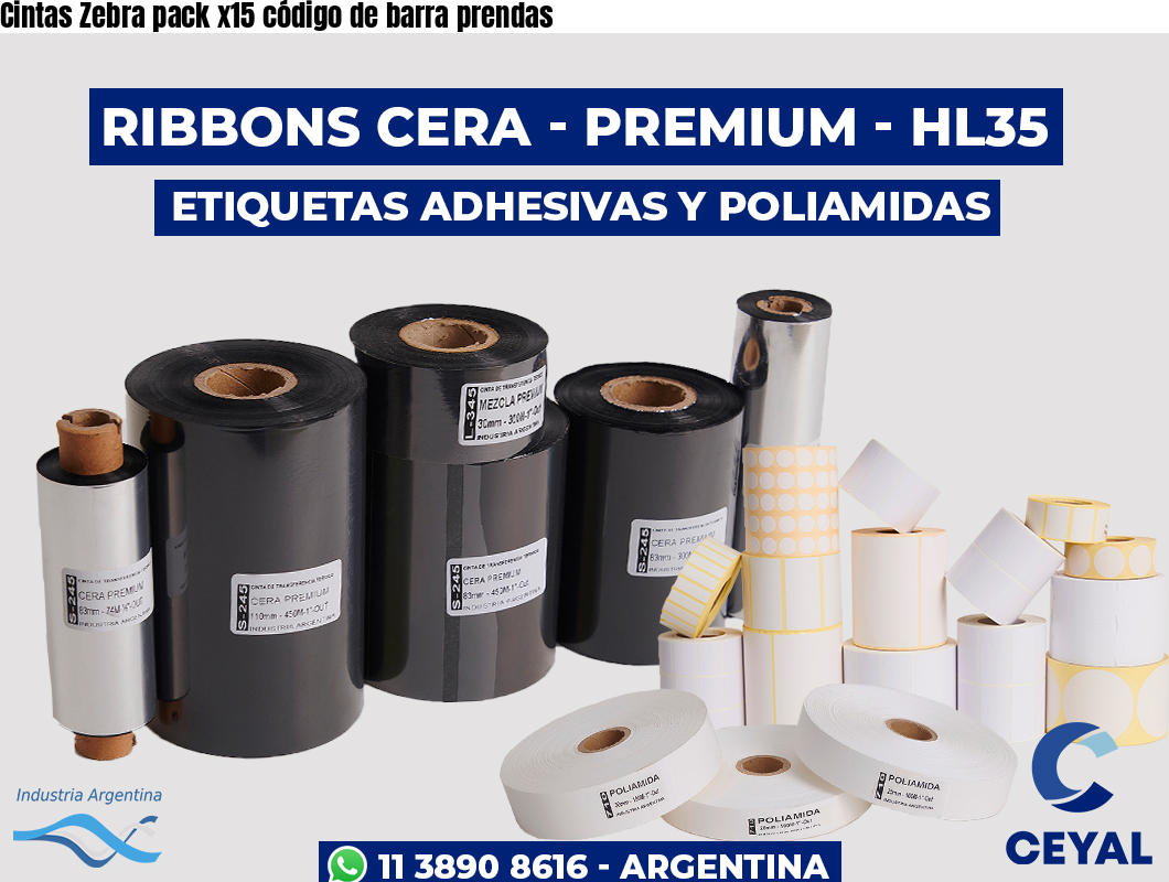 Cintas Zebra pack x15 código de barra prendas
