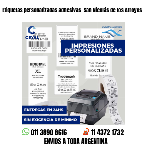 Etiquetas personalizadas adhesivas  San Nicolás de los Arroyos