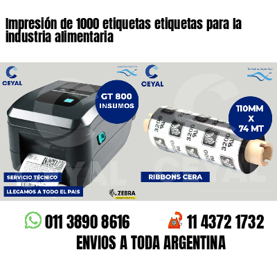 Impresión de 1000 etiquetas etiquetas para la industria alimentaria