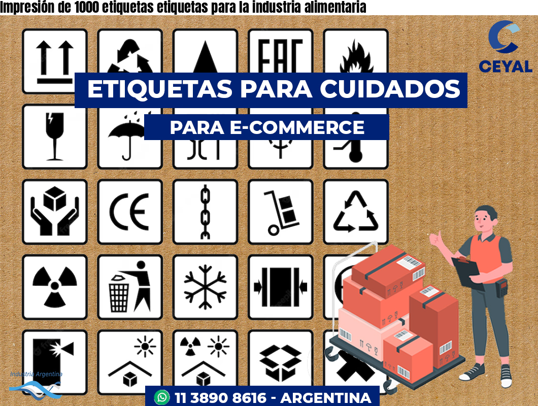 Impresión de 1000 etiquetas etiquetas para la industria alimentaria