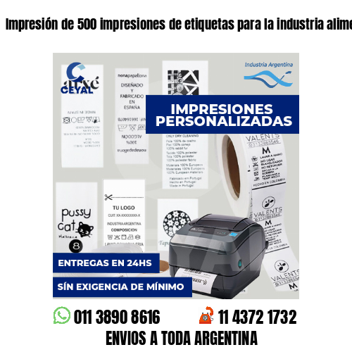 Impresión de 500 impresiones de etiquetas para la industria alimentaria