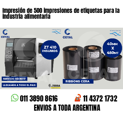 Impresión de 500 impresiones de etiquetas para la industria alimentaria