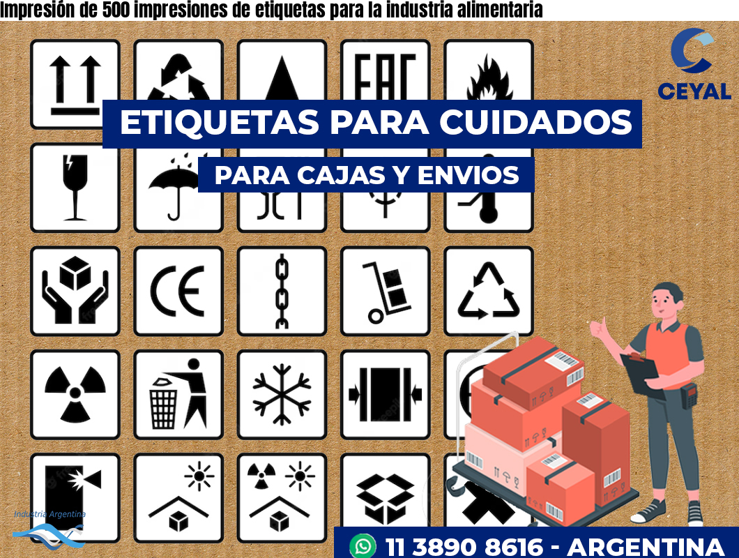 Impresión de 500 impresiones de etiquetas para la industria alimentaria
